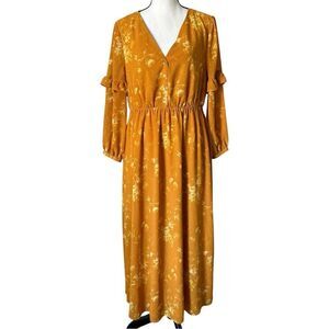 Women's Madewell Ruffle-Sleeve Button-Front Dress in Tonal Botanical